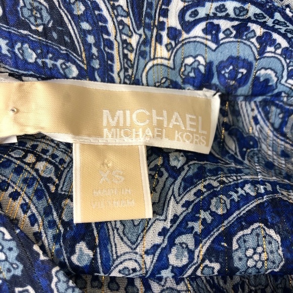 Michael MICHAEL KORS blue paisley bell‎ sleeve top - Picture 4 of 6